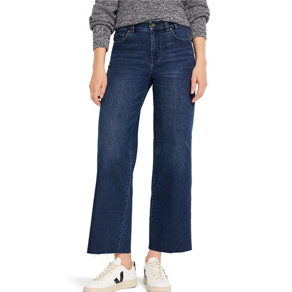 NIC + ZOE Jeans Mid Rise Wide Leg Ankle Size 26 P In Marine